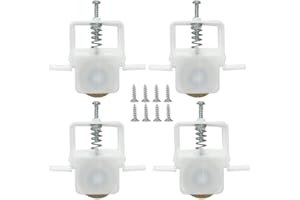 AUGENWEIDE 4-Pack Sliding Screen Door Rollers Replacements Hardware with Spring-Loaded Design, White Plastic Housing, Steel Ball Bearing, 1 inch Diameter Replaces B 691 and B 695 Used on Both Top and Bottom