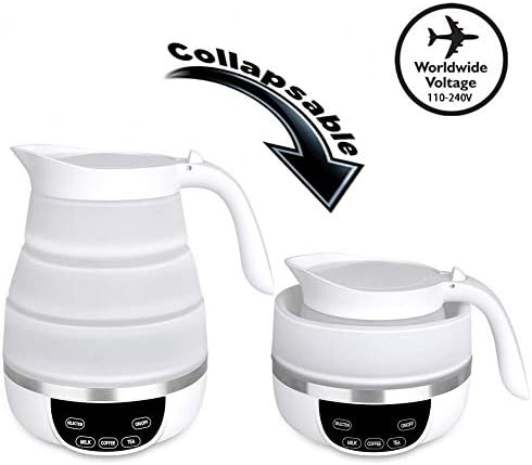 Umeweals Foldable Electric Kettle Travel Collapsible Kettle Portable Kettle LED Display Temperature for Boil Water Milk Coffee Tea, 0.6L, Dual Voltage