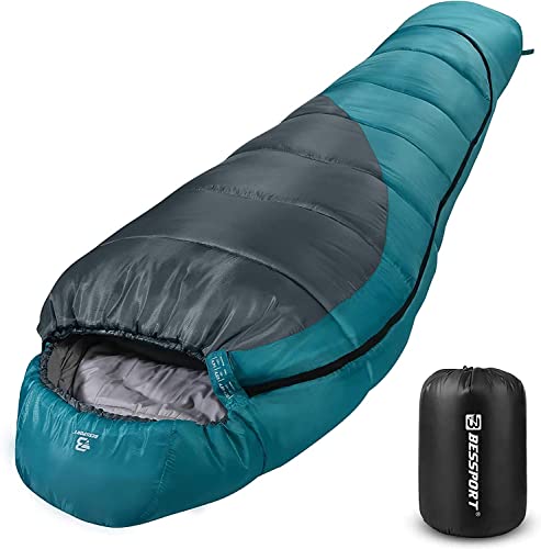Bessport Schlafsack Winter Outdoor, - 10 °C - 7 °C Mumieschlafsack für 3-4 Jahreszeiten, 400g/㎡ Winterschlafsack, Kleines Packmaß & Ultraleicht Schlaf