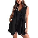 Women's Denim Dress Sleeveless Tie Front Ruffle Jean Dress Casual V Neck Club Party Dress