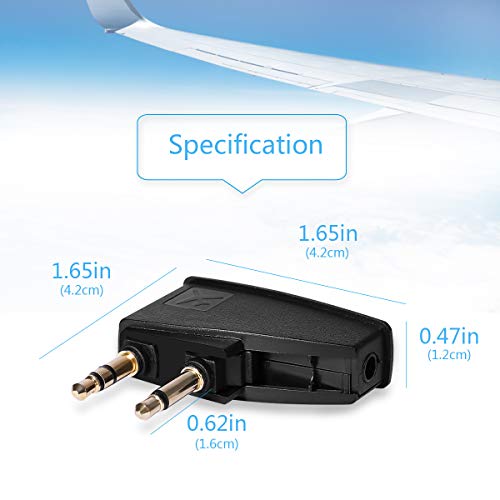 Lenink 2 Pack Generic Airline Airplane Flight Headphone Adapter Converter Compatible with Bose QC2 QC3 QC15 QC20 QC25 AE2 Headphones,Aviation Plugs to 3.5mm Jack