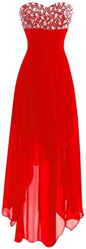 Women's Chiffon High Low Bridesmaid Prom Gown Cocktail Party Dress Red US18W