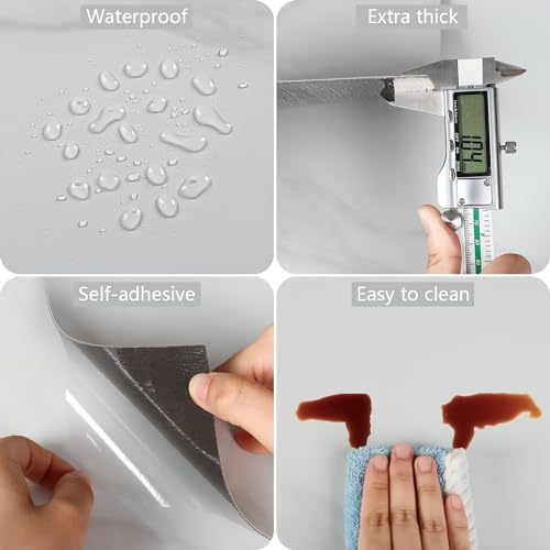 VEELIKE Waterproof Self-Adhesive Vinyl Floor Tiles Modern White Marble Effect Easy Install Peel and Stick Floor Tiles Durable PVC Flooring for Kitchen Bedroom Living Room Commercial 11.8"x11.8" 24 Pcs