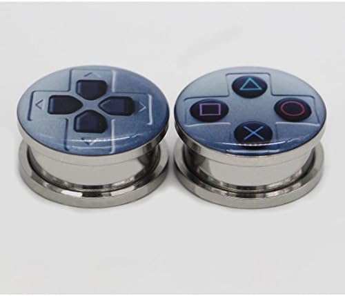Yunsion 1 Pair Stainless Steel Screw Fit Ear Tunnel Plug Gauges Expander Stretcher Game Console 8mm