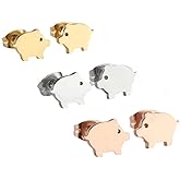 3Pairs Pig Stud Earrings Stainless Steel Cute Sweet Funny Animal Earrings for Women and Men Friends Jewelry
