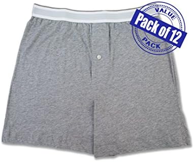 Men's 12 Pack Cotton Boxer Sleep Shorts Super Value Pack (LARGE (36-38), 12 Pack- Heather Gray)
