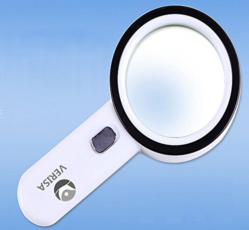 VERISA Magnifying Glass with 12 LED Light 4X Handheld Illuminated Magnifier Reading Magnifying Glass Lens Jewelry Loupe for Books, Newspapers, Maps, Coins, Hobbies & Crafts
