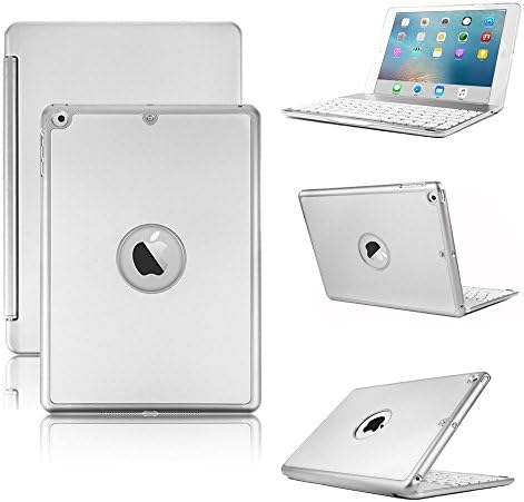 Bluetooth Keyboard Case for iPad 9.7 Inches, Fiveboy Wireless Keyboard with 7 Colors Adjustment Backlit and Breathing Light, 360°Rotatable Hard Cover