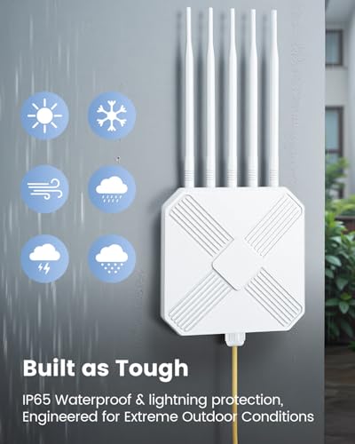 3000 Mbit WiFi Amplifier Outdoor Weatherproof IP68, WiFi 6 WiFi Repeater Outdoor with Gigabit LAN, Dual Band 2402 MBit/s 5 GHz + 574 MBit/s 2.4 GHz, Long Range WiFi Repeater for Garden, Yard, Patio