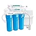 Ecosoft 5 Stage Reverse Osmosis Water Filtration System - Under Sink Water Purifier and Softener for Kitchen Faucet with Extra Filter Cartridge - Blue