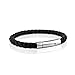 MERIT OCEAN Black Genuine Leather Bracelet Rope for Men Wrist Band Stainless Steel Automatic Button Clasp 8.6 Inch (8.6inch(22cm))