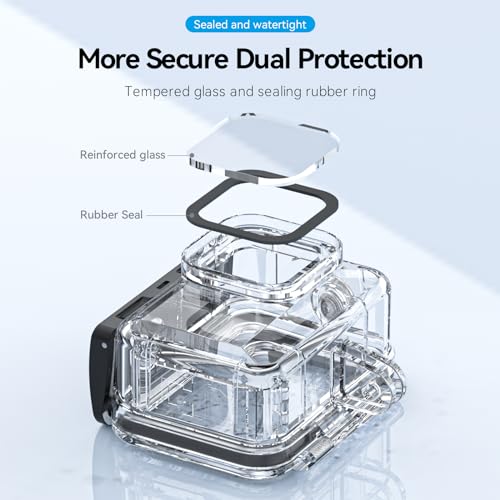 TELESIN 60M Waterproof Case for GoPro Hero 13 Hero 12 Hero 11 Hero 10 Hero 9 Black, 60M/196FT Waterproof Underwater Protective Case Includes Tripod Mounts and Fixing Screw for GoPro