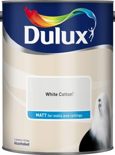 Dulux Matt Emulsion Paint For Walls And Ceilings - White Cotton 5 Litres