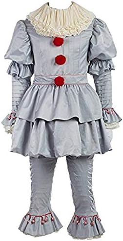 Clown Costume Creepy Movie Cosplay Joker Clown Suit Halloween Full Sets Outfit for Adults & Kids