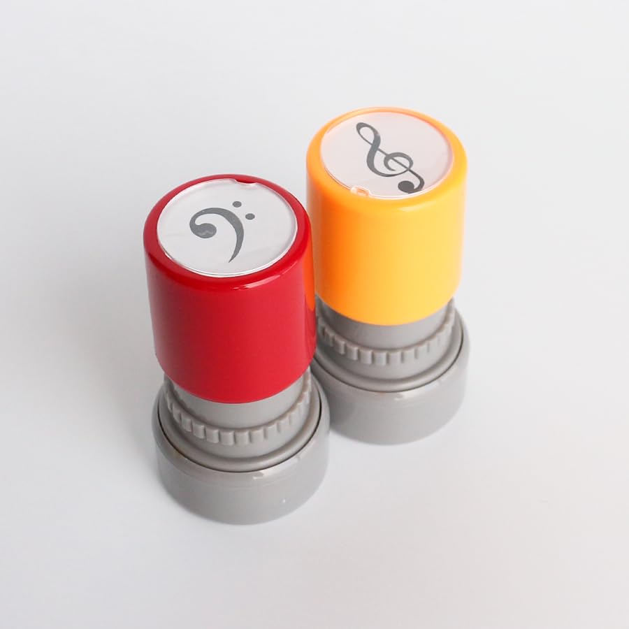 Photo 1 of 2 PCS Treble Clef & Bass Clef Self-Inking Stamps – Music Notes Pre-Inked Stamp Set –Ideal for Music Teachers, Teaching Beginners, Scrapbooking, Card Making, Crafting, Planners, DIY Crafts – Black Ink