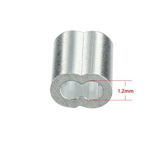 uxcell 1.2mm Cable Wire Rope Aluminum Sleeves Clip Crimping Loop 100pcs - Thumbnail 2