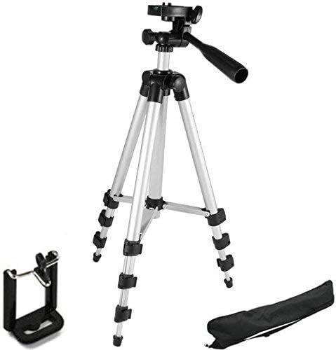 higadget Foldable Camera and Phone Tripod with Mobile Clip Holder Bracket, Fully Flexible Mount Cum Tripod, Stand with 3D Head & Quick Release Plate, Tripod Camera Stand Model