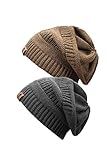 Trendy Warm Chunky Soft Oversized Thick Stretch Slouchy Winter Cable Knit Skully Beanie Cap