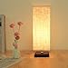 ZEEFO Bedside Table Lamp, Retro Style Solid Wood Base Table Lamps with Fabric Shade Nightstand Mini Desk Lamps for Bedroom, Living Room, Bookcase (Square)