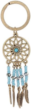 Joy of Giving Dreamcatcher Keyring (Gold Tone with Blue Beads)