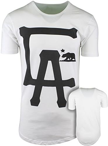 White CA LA Elong Round Hemline Crew Neck Drop Tail Shirt M