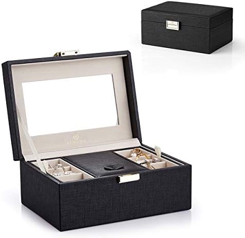Vlando Wooden Jewelry Box Jewelry Organizer and Storage Jewelry Box for Women Jewelry Organizer Box Jewelry Box Organizer Jewelry Storage Organizer-Black