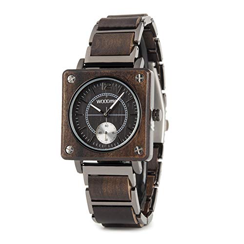 WOODme Wooden Watches for Men and Women Luxury Stainless Steel Natural Wood Watch Chronograph Military Japanese Quartz Wristwatches with Unique Box