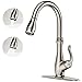 CLOFY Lead Free Kitchen Faucet with Pull Down Sprayer, Commercial Single Handle High Arc Kitchen Sink Faucet Brushed Nickel Pull Down Kitchen Faucet, Anti-Fingerprint Faucets