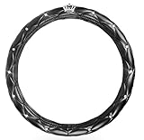 Sino Banyan Steering Wheel Cover,PU Leather with Crystal Crown Diamond,15
