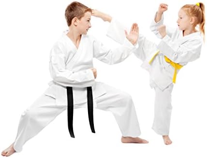 Karate Uniform Middleweight 8 oz for Kids & Adults Student Gi– 3pc Gi Set Includes Pants, Kimono Jacket & White Belt