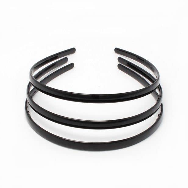 Topkids Accessories Plastic Alice Bands Hair Bands Head Bands Black Clear Tortoise Tort Brown Hairband Headband Aliceband Women Girls Men Boys Wide Teeth Comb - Pack of 3 (1cm Black)