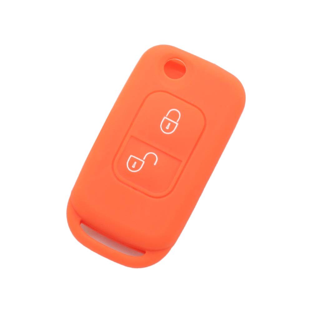 BROVACS Silicone Cover Protector Case Holder Skin Jacket Compatible with MERCEDES BENZ 2 Button Flip Remote Key Fob CV9952 Orange