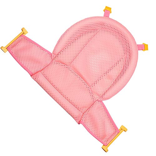 Baby Bath Net Antiskid Hammock Newborn Bath Support Mesh Seat for Bathtub (Color : Pink)