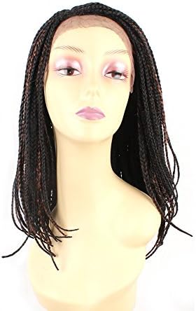 16 Inch 3X Box Braid Front Lace Wigs Natural Side Full Braids Side Part Straight Bob Wigs Front Lace Braid wig for Black Women(pcs/lot,#1B/30)