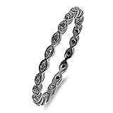 Black Plated Stackable Endless Eternity Ring Cubic Zirconia Sterling Silver Size 8