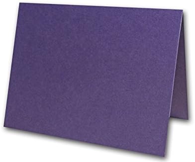 Basic Colorful A-2 Folded Note Cards Blank Invitations | Size 4.25" x 5.5" Folded 5.5" x 8.5" Flat (25 Pack, Dark Purple)