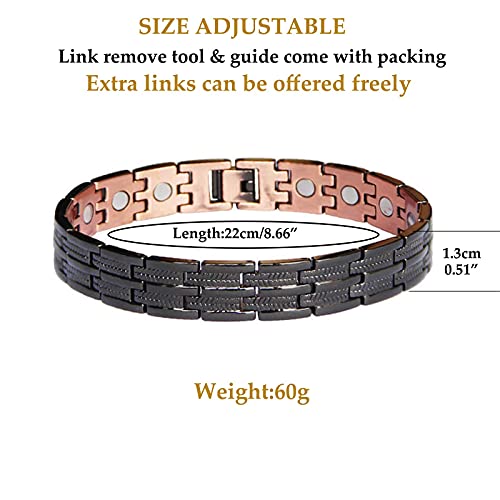 TwinYe Mens Pure Copper Bracelets Magnetic Therapy Bracelet for Arthritis Joint Pain Relieve Elegant 99.99% Solid Copper Healing Jewelry Health Gift for Dad,Husband,Him