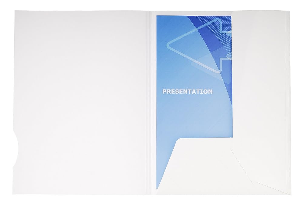 Exacompta - Ref 635017E - Chromolux Glossy Presentation 2 Flap Folders - Suitable for Storing A4 Documents, 250gsm, Business Card Holder - White (Pack of 20)