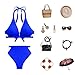 HYPOWELL High Waisted Swimsuits Bikini for Women High Rise Cutout Bottom V Neck Top Halter 2 Piece Bathing Suits