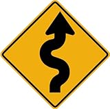 Street & Traffic Sign Wall Decals - Winding Road to the Left Sign - 12 inch Removable Graphic