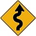 Street & Traffic Sign Wall Decals - Winding Road to the Left Sign - 12 inch Removable Graphic