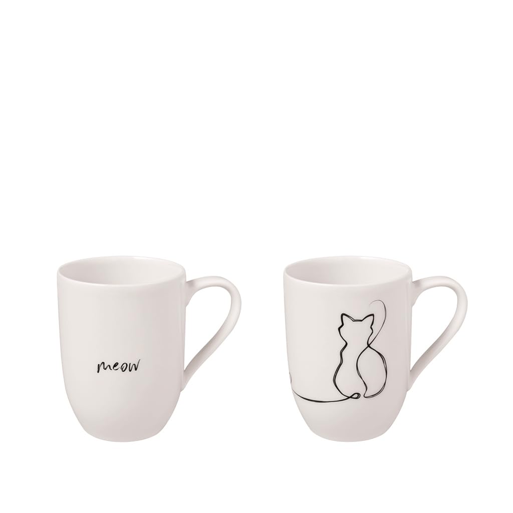 Villeroy & Boch – Statement Mug Set Cat 2 pcs., 280 ml, Premium Porcelain, White