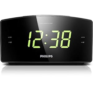 Philips AJ3400/12 Radiowecker/Uhrenradio (Großes Display, zwei Weckzeiten, Digitaler UKW-Tuner, Sleep-Timer) schwarz