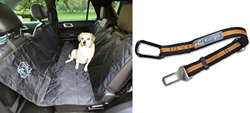 The Surly Group Seat Cover Bundle for Pets with Kurgo Seat Tether Car Restraint for Dogs