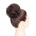 Stamped Glorious Messy Bun Extension for Women 100% Human Hair Curly Wavy Updo 100% Human Hair Wavy Donut Scrunchy Curly Hairpieces Natural Hair Kids Donut Ponytail Hair Chignons (Dark Brown), 2 Count