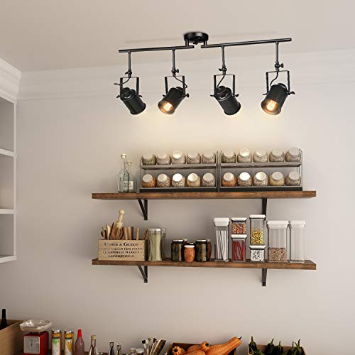 LALUZ 4-Light Adjustable Track Lighting Kit Semi Flush Mount Close to Ceiling Light