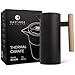 Hastings Collective Thermal Coffee Carafe 40 Oz - Stainless Steel Double Walled Vacuum Insulated Carafe - 1 Liter Thermal Coffee Pot Thermos, Travel Size Beverage Dispenser with Tea Infuser (Black)