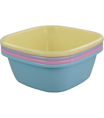 Anbers 12-Quart Plastic Wash Basin – 4-Pack (Blue, Green, Pink, Purple) – 13”x13”x5.12”, BPA-Free, Multi-Use