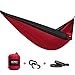 Gonex Portable Camping Hammock, Nylon Parachute Single Hammock for Travel Camp with Hammock Straps, Ultralight (Red+Deep gray)