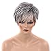 YIYEZI Granny Grey Human Hair Topper Toupee Clip Hairpiece Lace Top Wig For Women 9 Inch (Grey)
